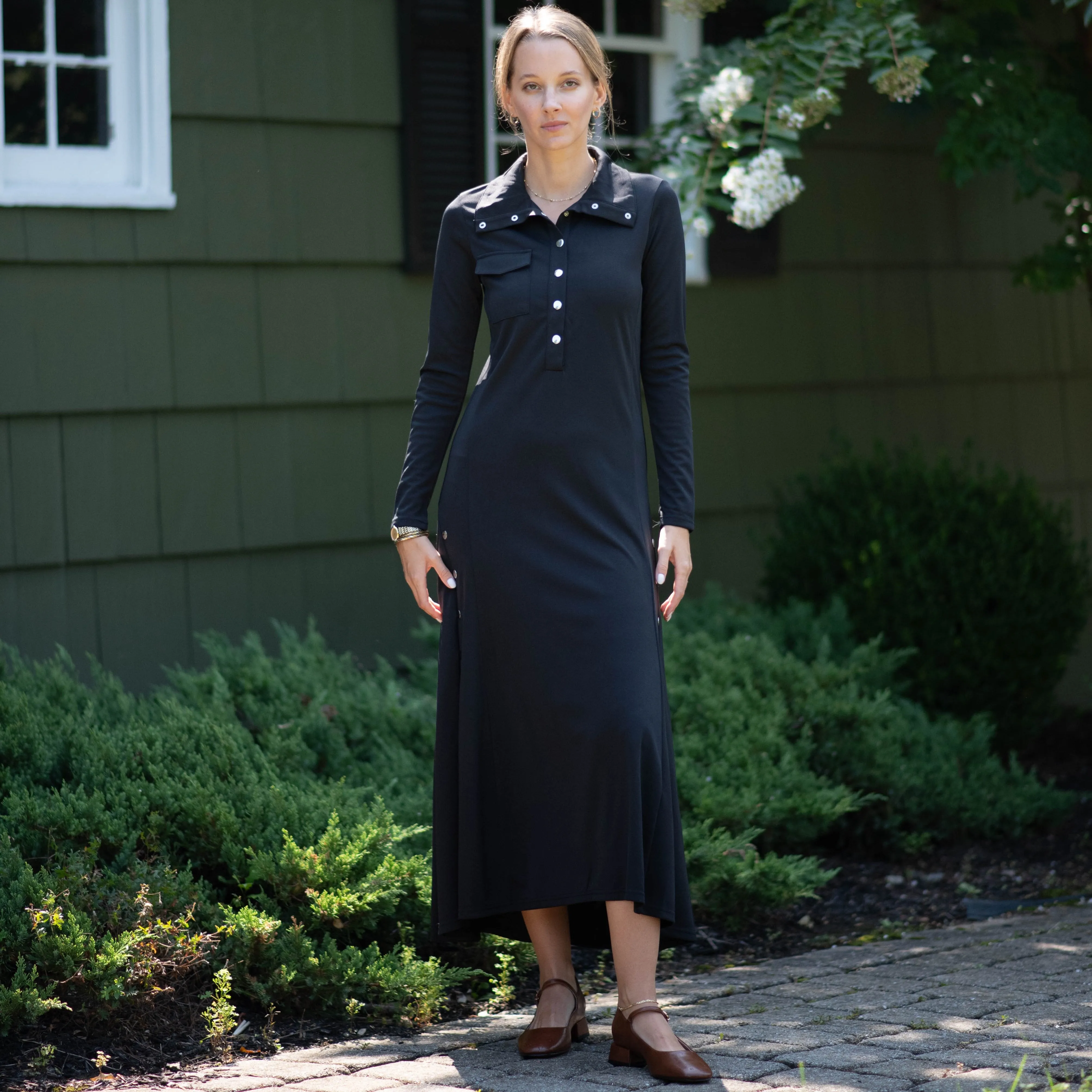 Accented Button Robe | Black [Final Sale]