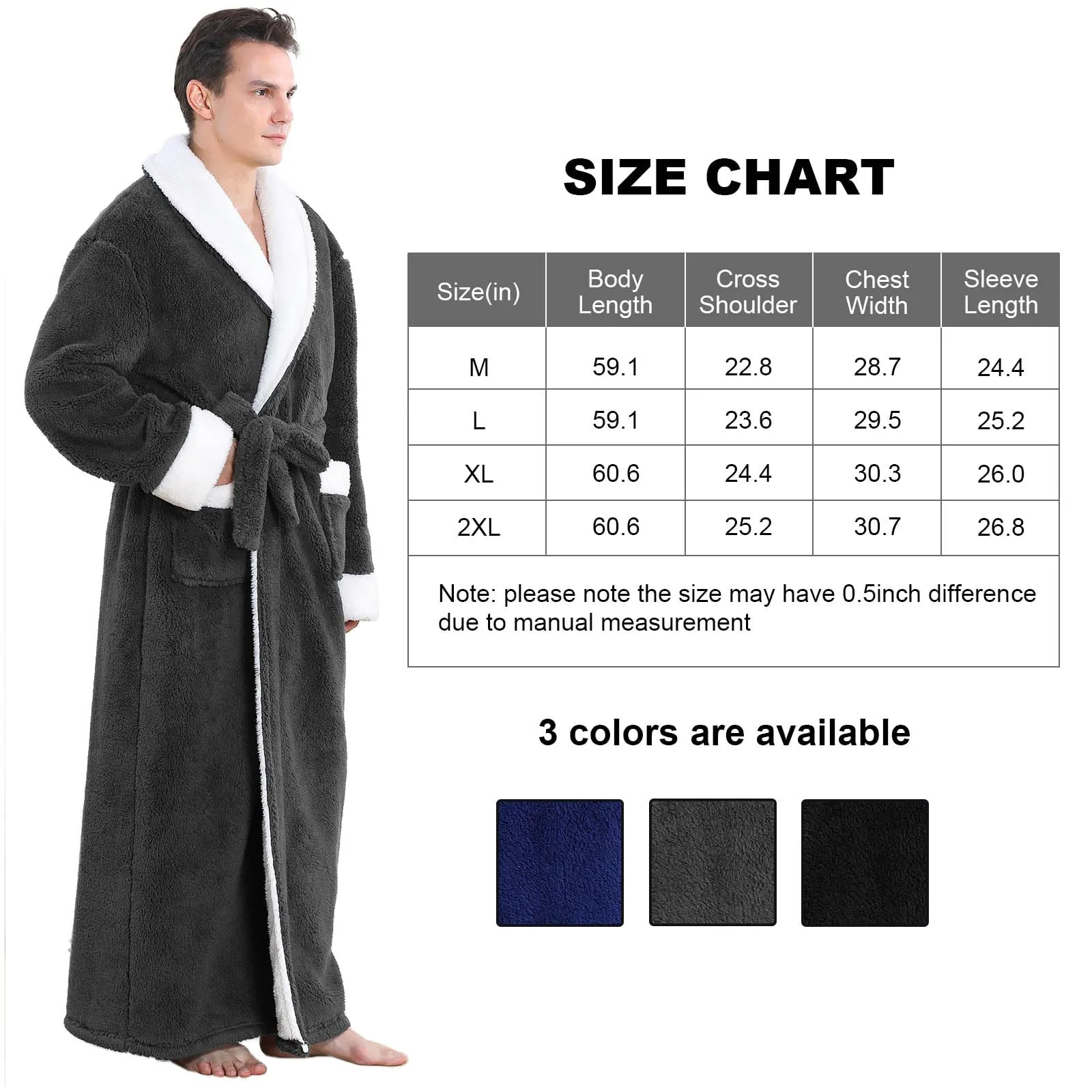 Artfasion Plush Flannel Bathrobe with Pockets
