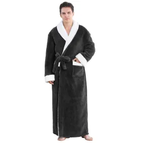 Artfasion Plush Flannel Bathrobe with Pockets