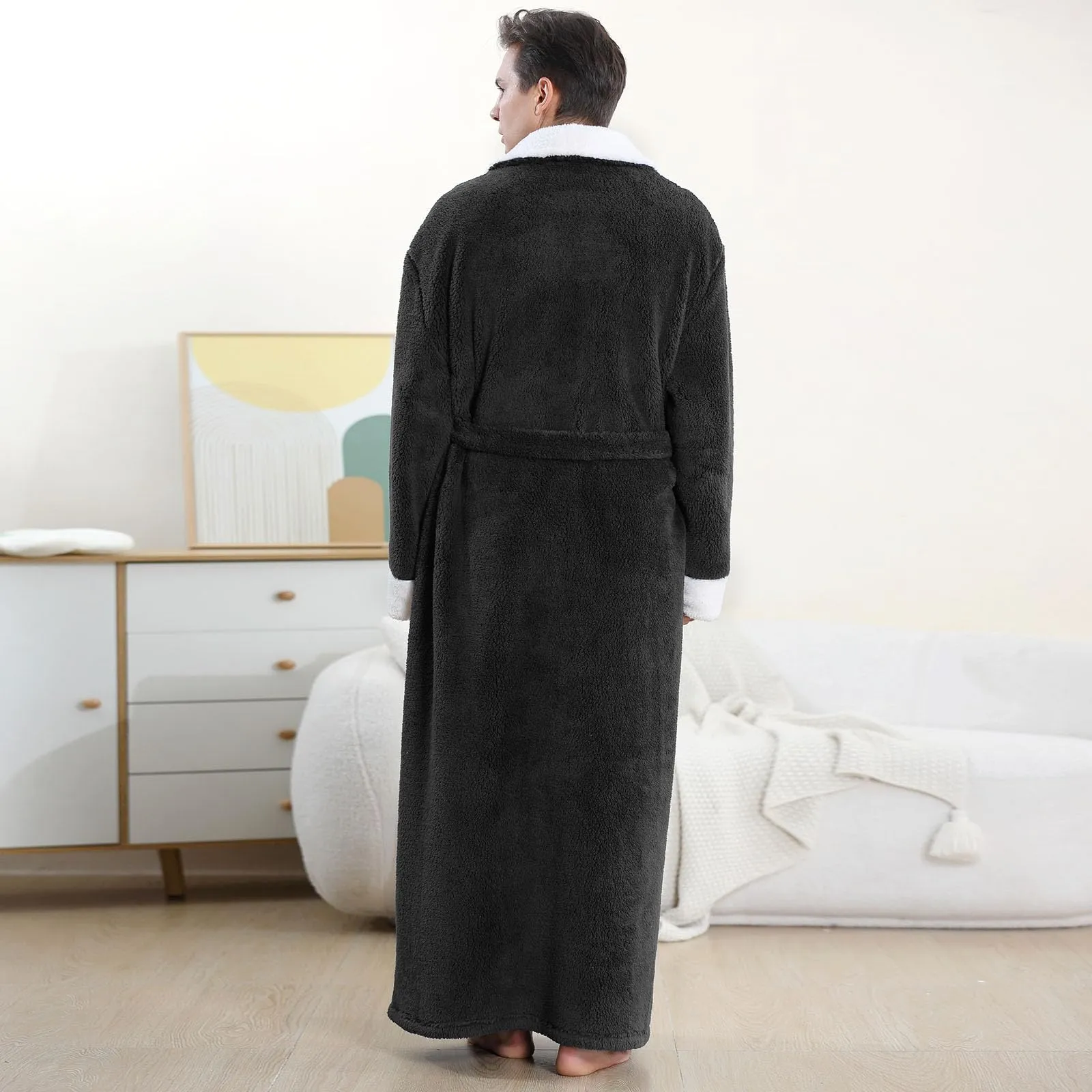 Artfasion Plush Flannel Bathrobe with Pockets