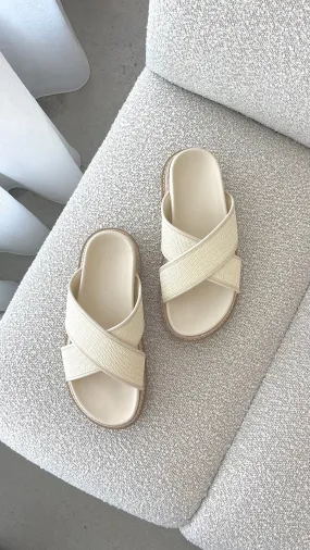 Aysha Slide - Cream Raffia
