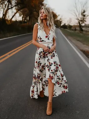 Bella - Robe Maxi Vintage Sexy à Imprimé Floral Fiesta