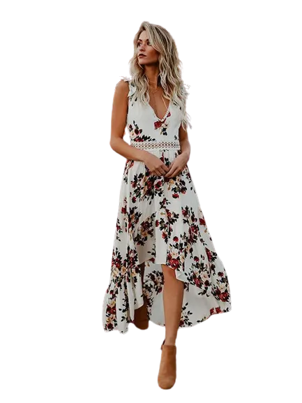 Bella - Robe Maxi Vintage Sexy à Imprimé Floral Fiesta