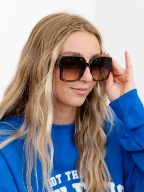 Blue Gem Blake Oversize Square Sunglasses - Tort
