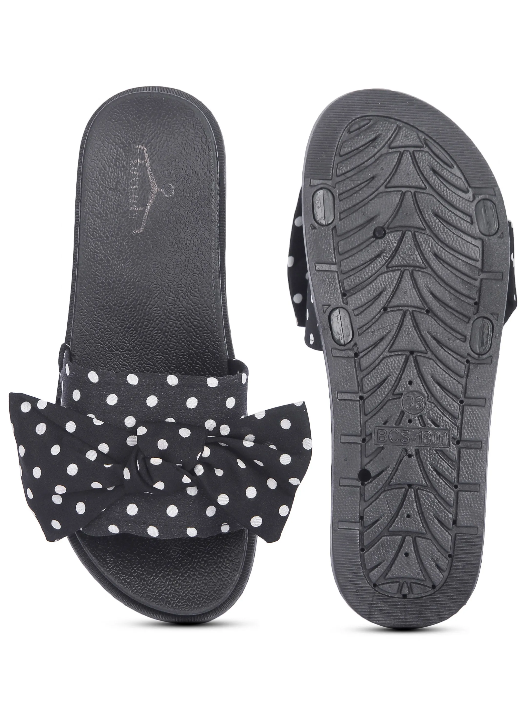 Brauch Women's Black Polka Bow Slides