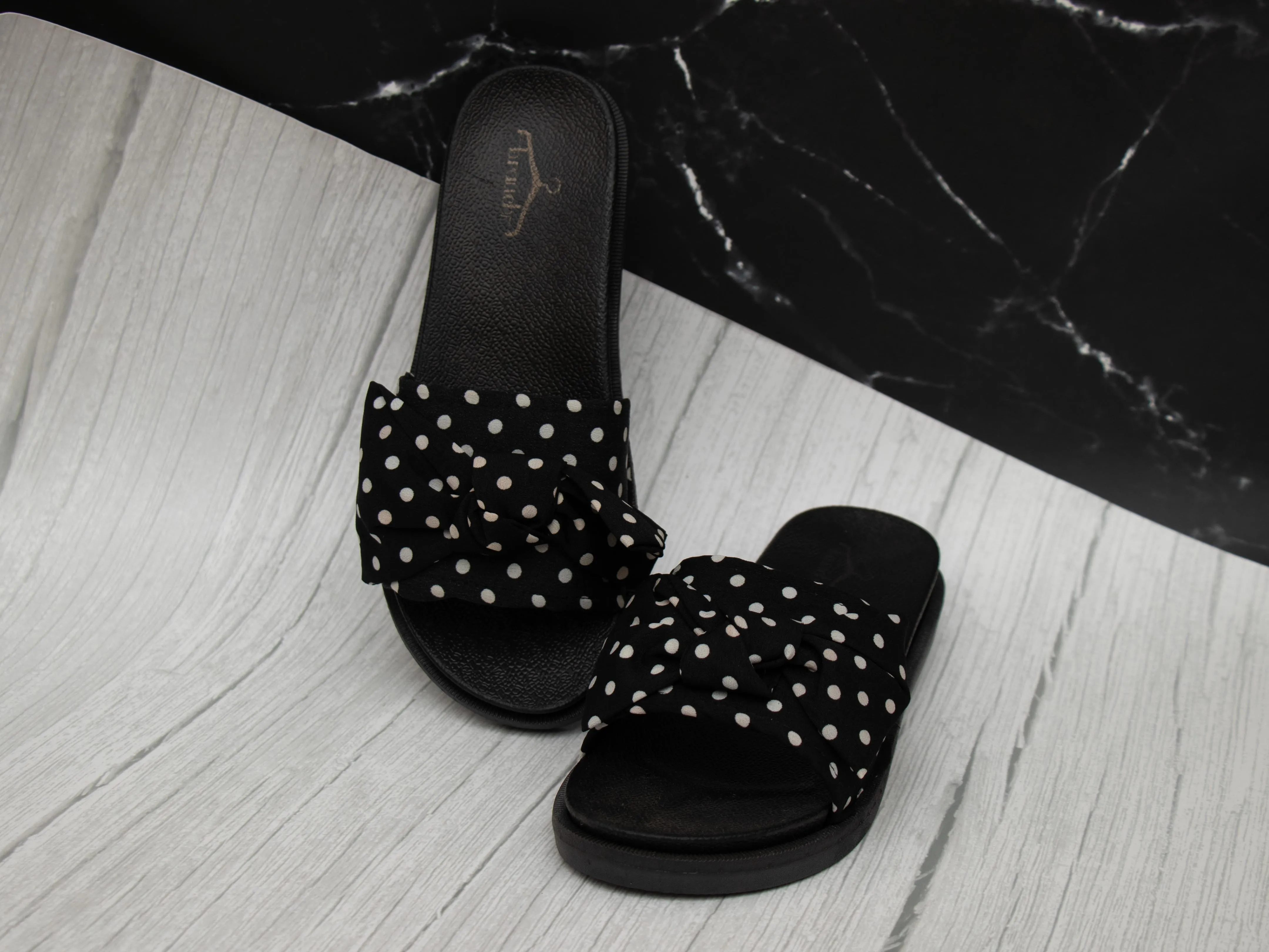 Brauch Women's Black Polka Bow Slides