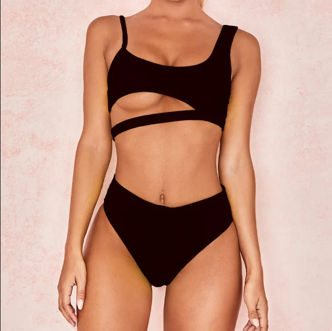 Bright Color Cutout Mid Rise Thong Bottom Bikinis