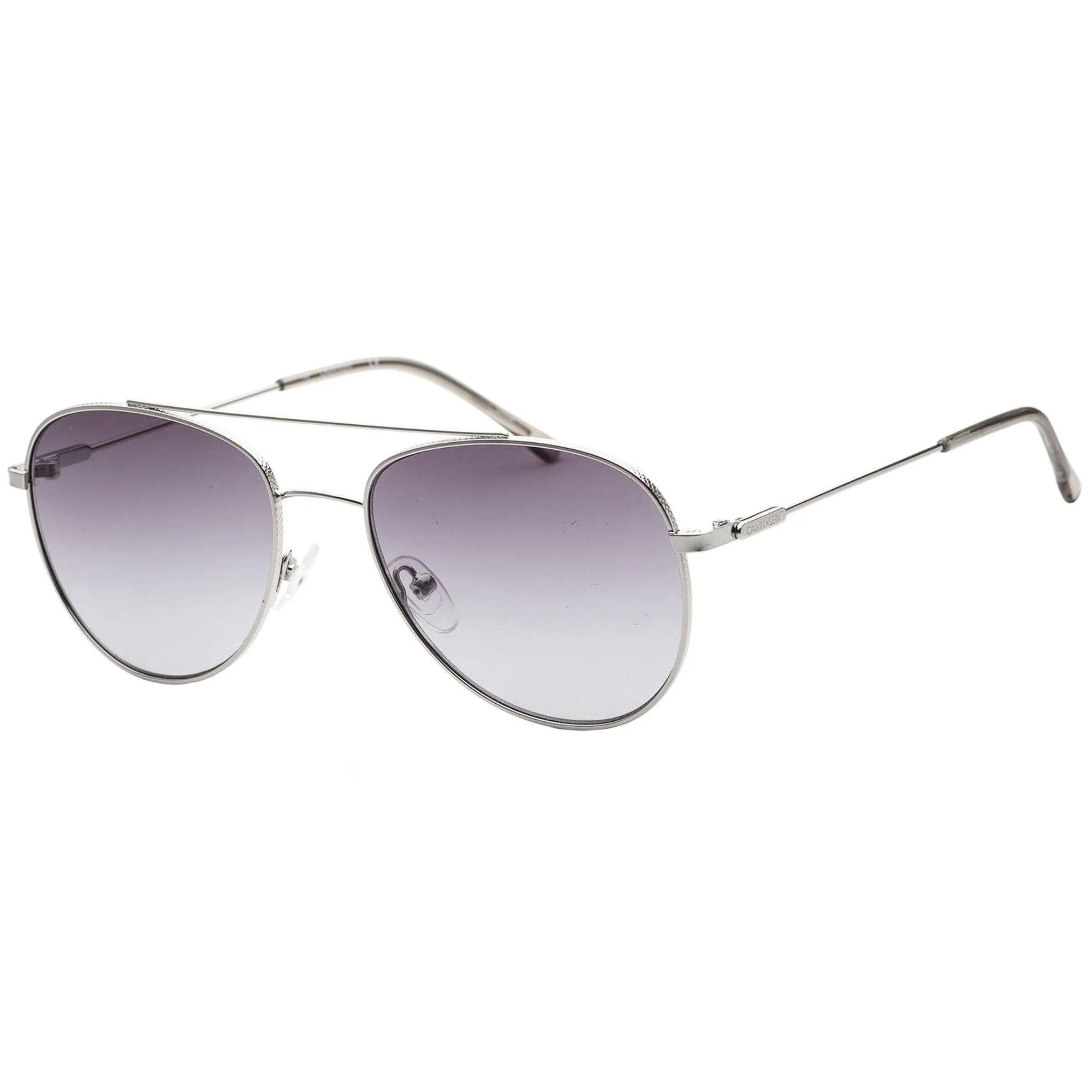 Calvin Klein Unisex Sunglasses - Silver and Grey Pilot Metal Frame | CK20120S 045