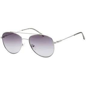 Calvin Klein Unisex Sunglasses - Silver and Grey Pilot Metal Frame | CK20120S 045