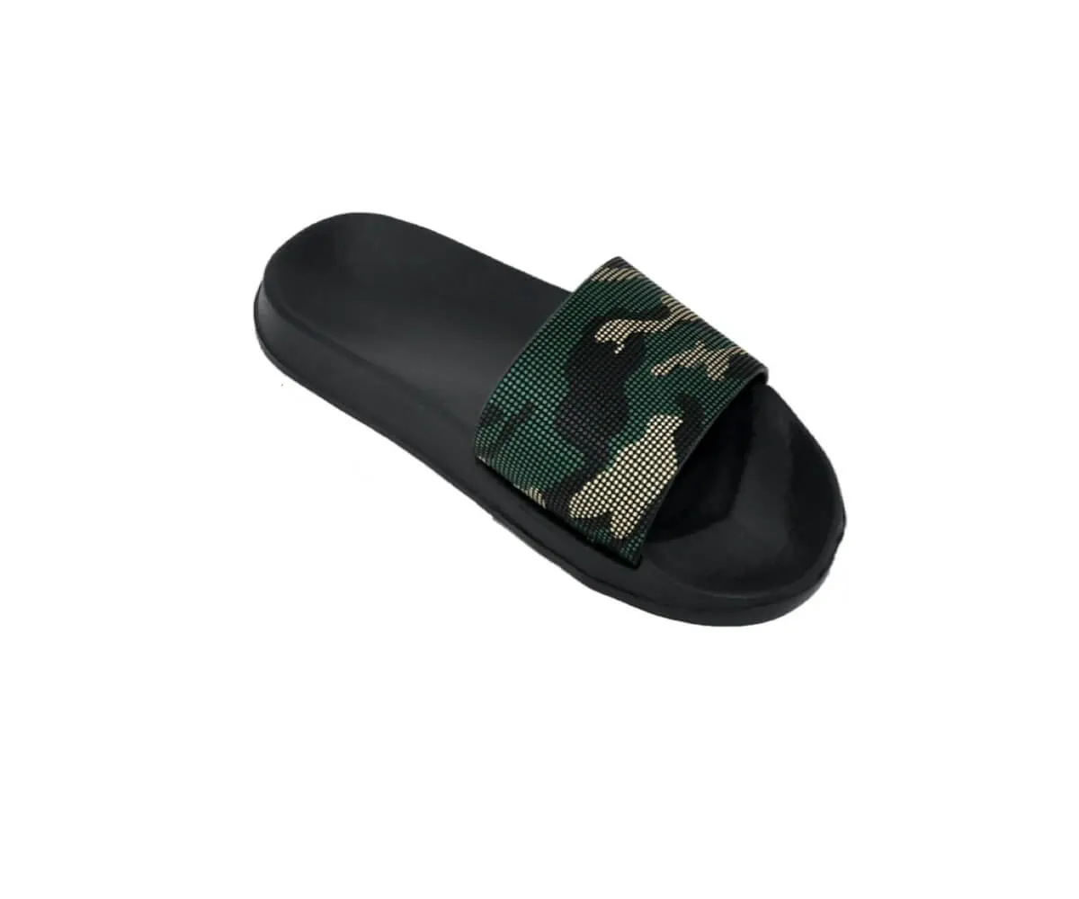Camouflage Slides Boys' Sandals - Camo Black, Camo Blue, and Camo Green - Sizes 11.5-4 (Little/Big Boys)