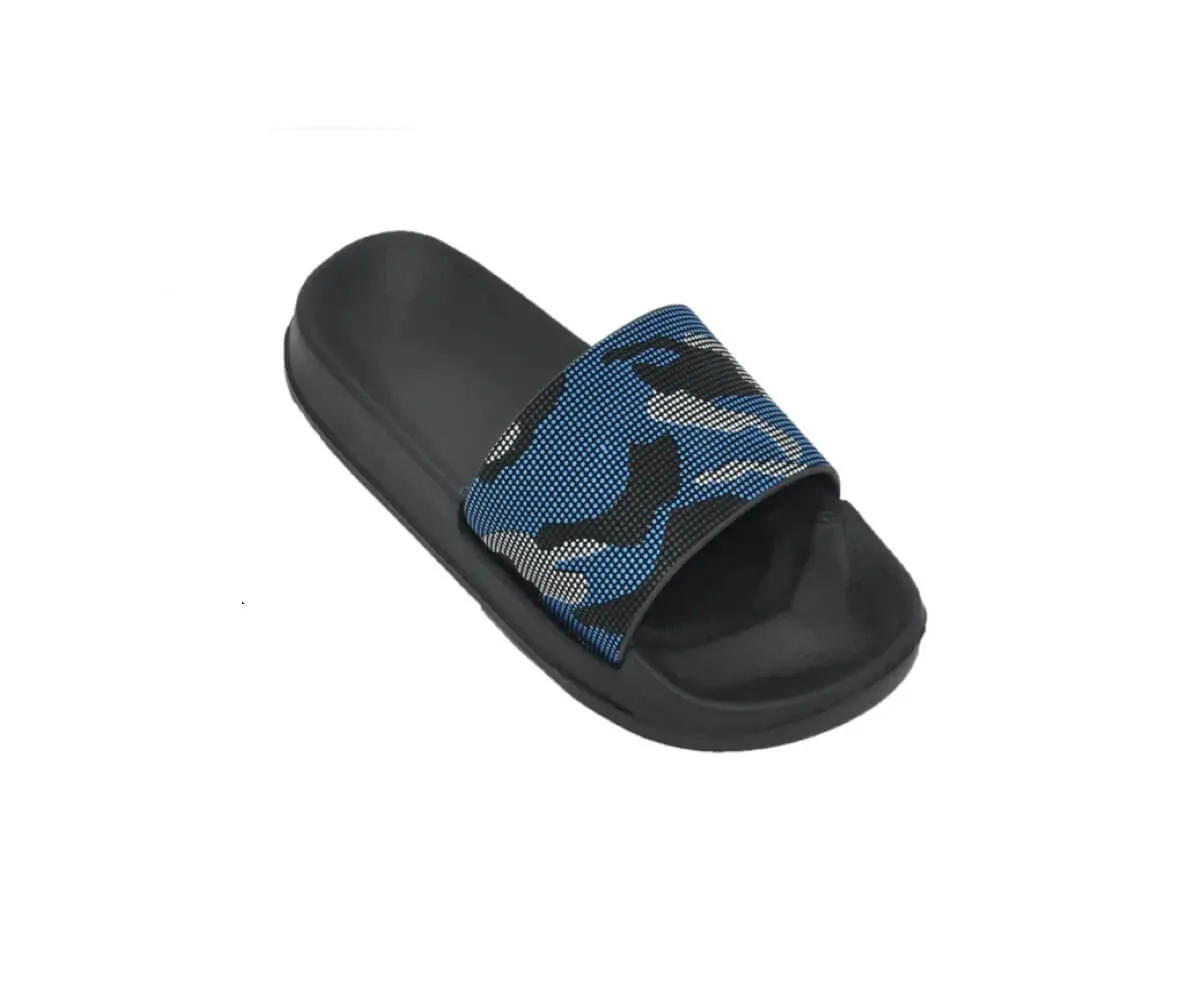Camouflage Slides Boys' Sandals - Camo Black, Camo Blue, and Camo Green - Sizes 11.5-4 (Little/Big Boys)