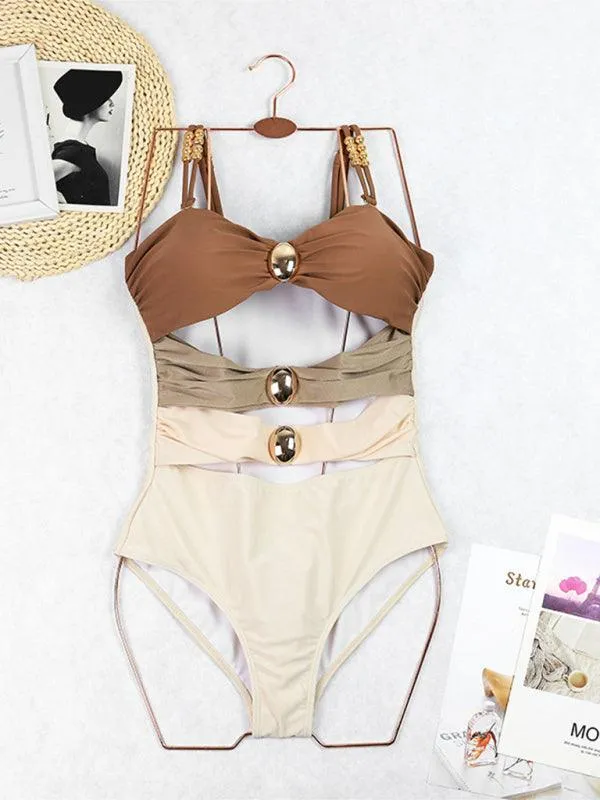 Coastal Chic Cut-Out Swimwear and Sarong Ensemble