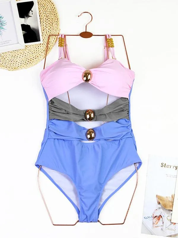 Coastal Chic Cut-Out Swimwear and Sarong Ensemble