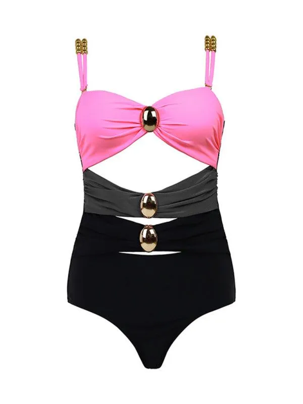 Coastal Chic Cut-Out Swimwear and Sarong Ensemble