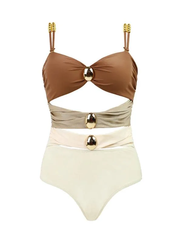 Coastal Chic Cut-Out Swimwear and Sarong Ensemble