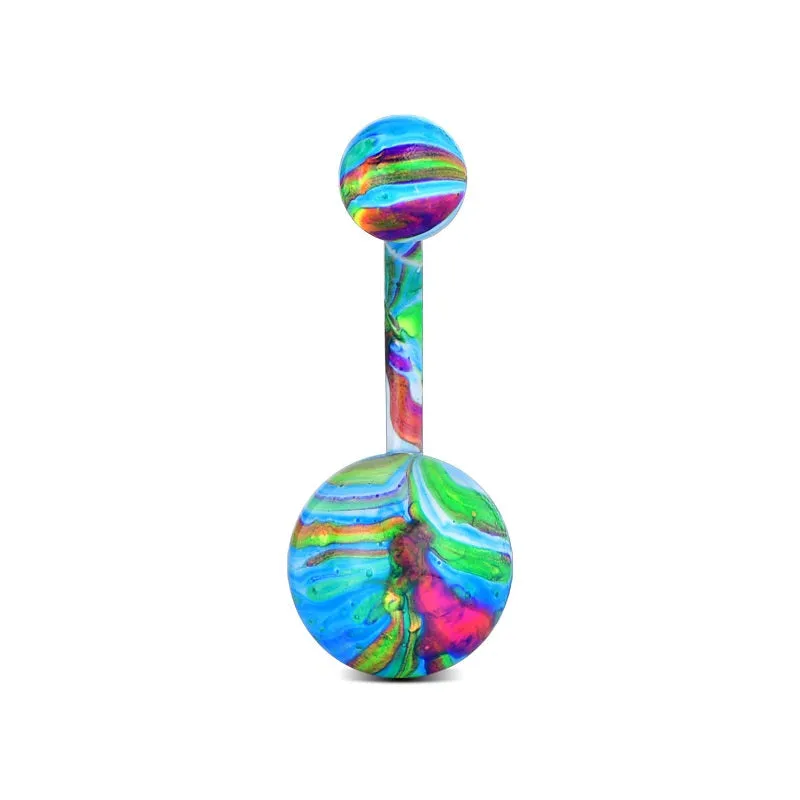 Colorful Balls 14G Stainless Belly Ring