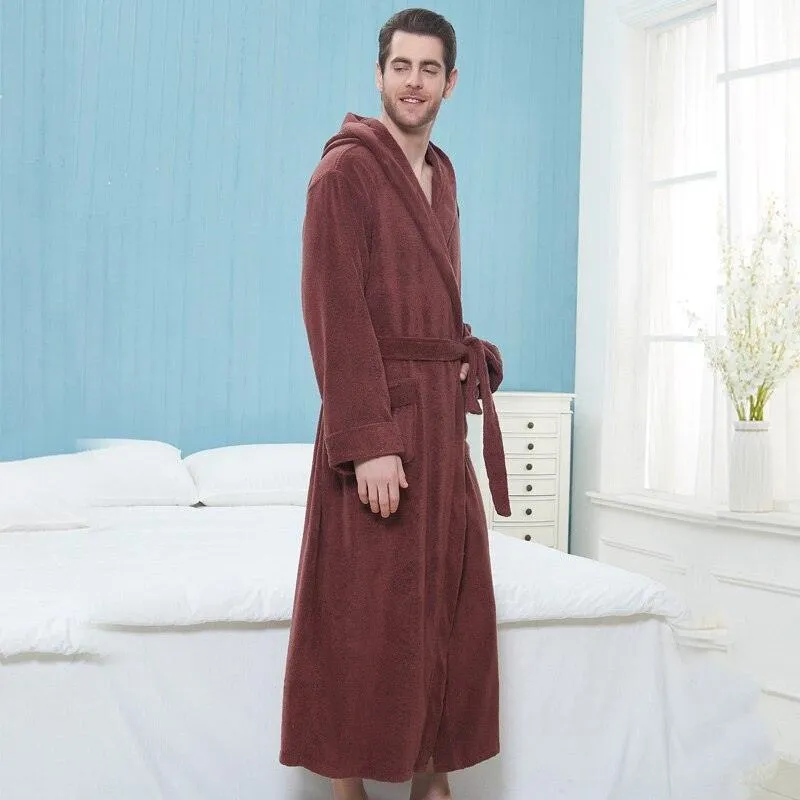 Cozy Elegance Unisex Cotton Hooded Kimono Robe for Winter
