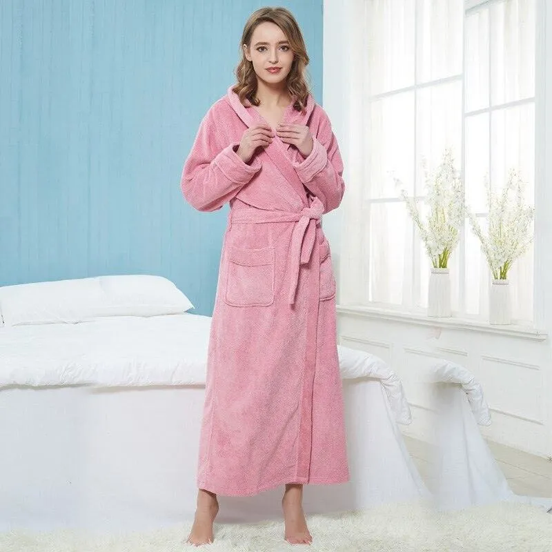 Cozy Elegance Unisex Cotton Hooded Kimono Robe for Winter