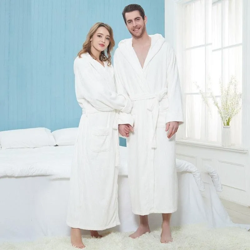 Cozy Elegance Unisex Cotton Hooded Kimono Robe for Winter