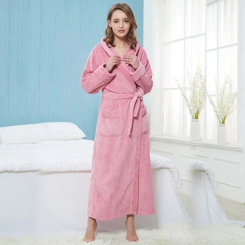 Cozy Elegance Unisex Cotton Hooded Kimono Robe for Winter