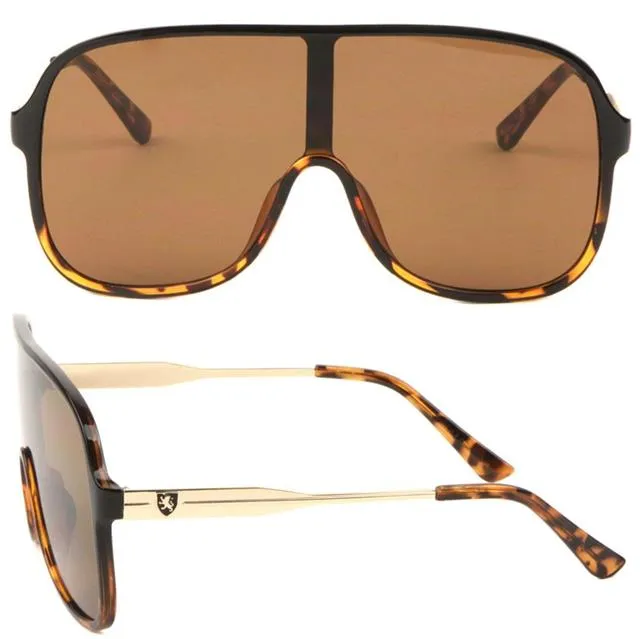 Designer Retro Clubbing Flat Top Shield Pilot Sunglasses for Men