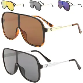 Designer Retro Clubbing Flat Top Shield Pilot Sunglasses for Men