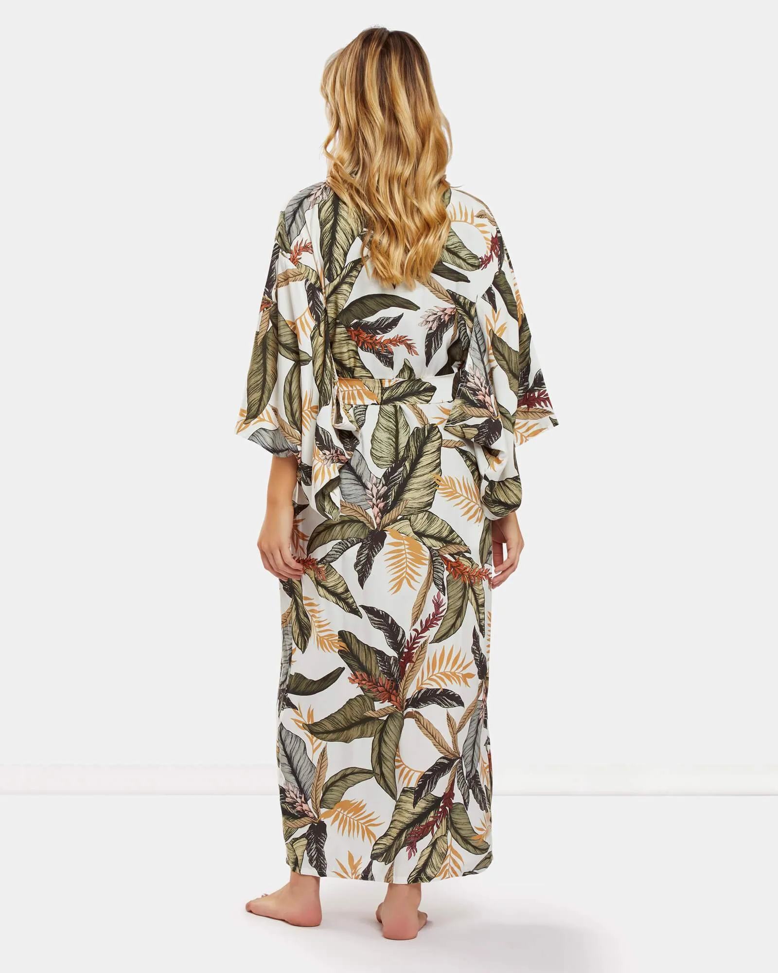 Dream With Me Palm Kimono Silk Blend Robe | Palm