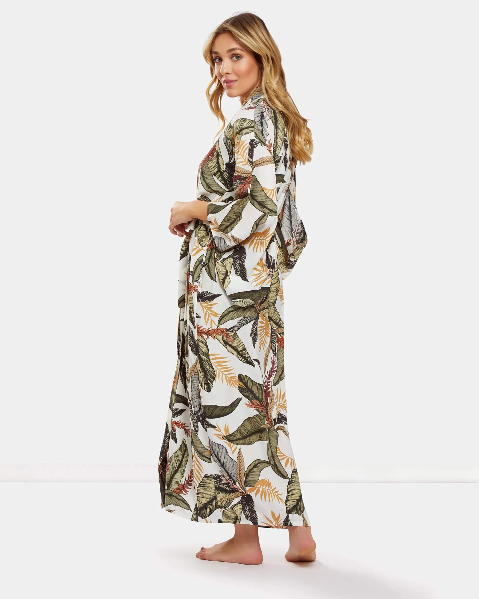 Dream With Me Palm Kimono Silk Blend Robe | Palm