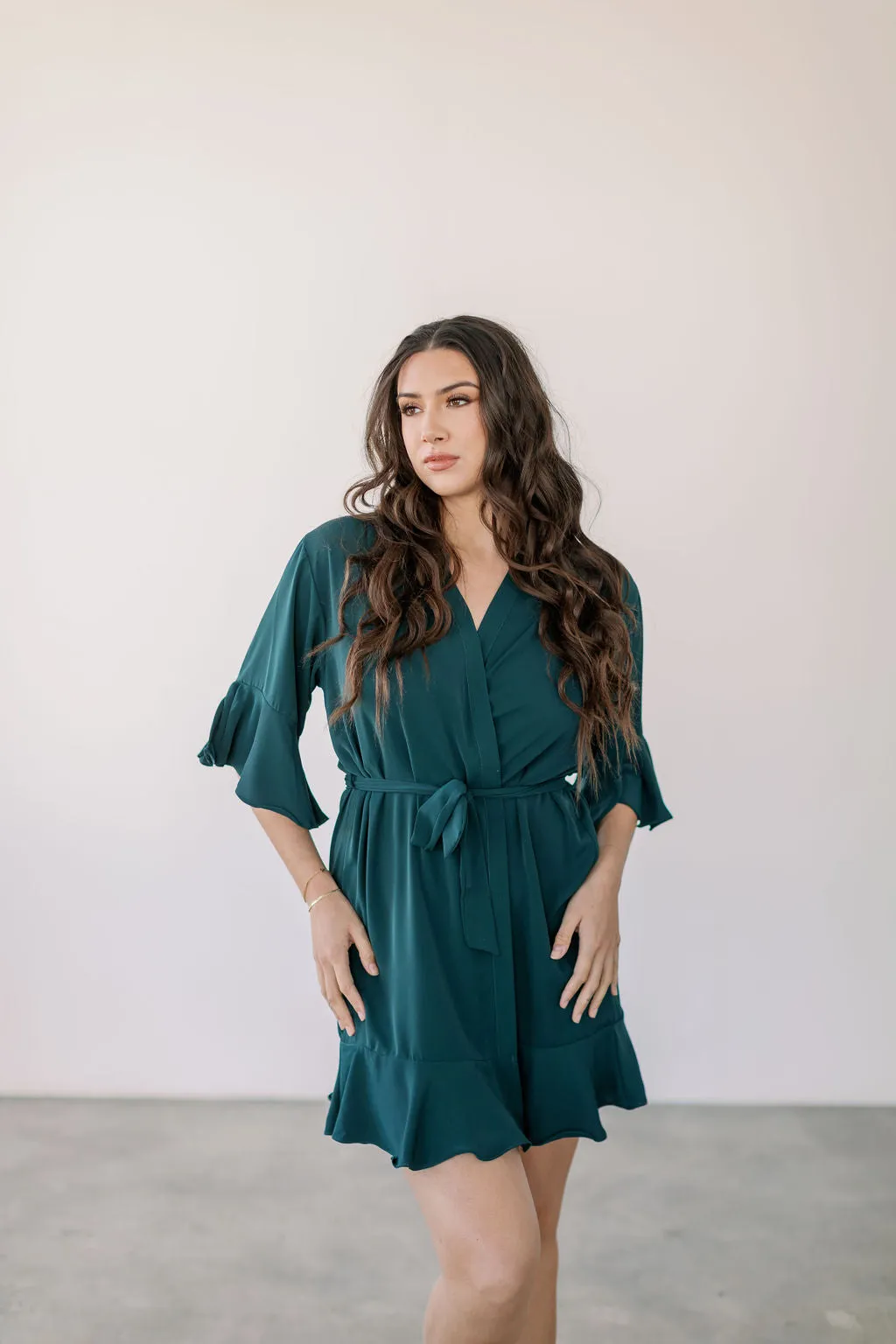 Emerald Green Ruffle Robe