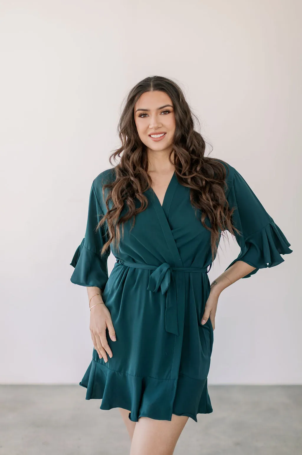 Emerald Green Ruffle Robe