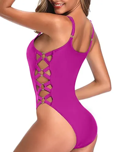 Eye-Catching Sexy Lace Up Swimsuits For Women-Hot Pink
