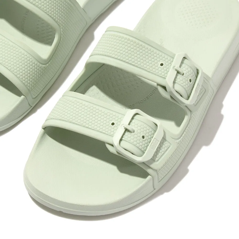 FitFlop iQushion Two Bar Buckle Slides Sagebrush