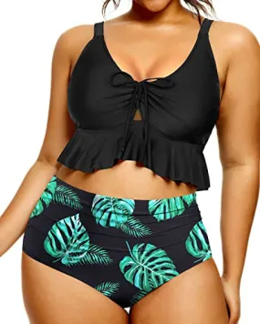 Flattering Tummy Control Swimwear Women's Plus Size Two Piece Swimsuits