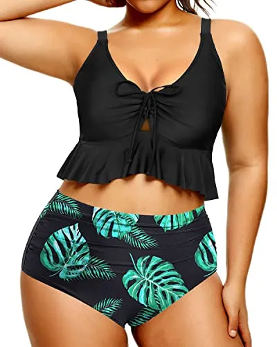 Flattering Tummy Control Swimwear Women's Plus Size Two Piece Swimsuits