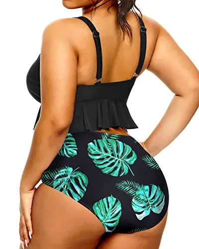 Flattering Tummy Control Swimwear Women's Plus Size Two Piece Swimsuits