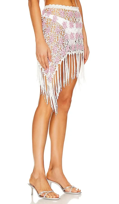 Frankies Bikinis Hendrix Crochet Skirt in Rose