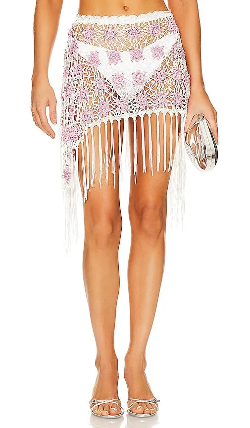 Frankies Bikinis Hendrix Crochet Skirt in Rose
