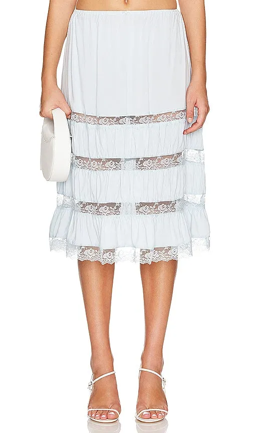 Frankies Bikinis Solstice Midi Skirt in Baby Blue