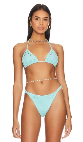 Frankies Bikinis X Guizio Tide Knit Top in Teal