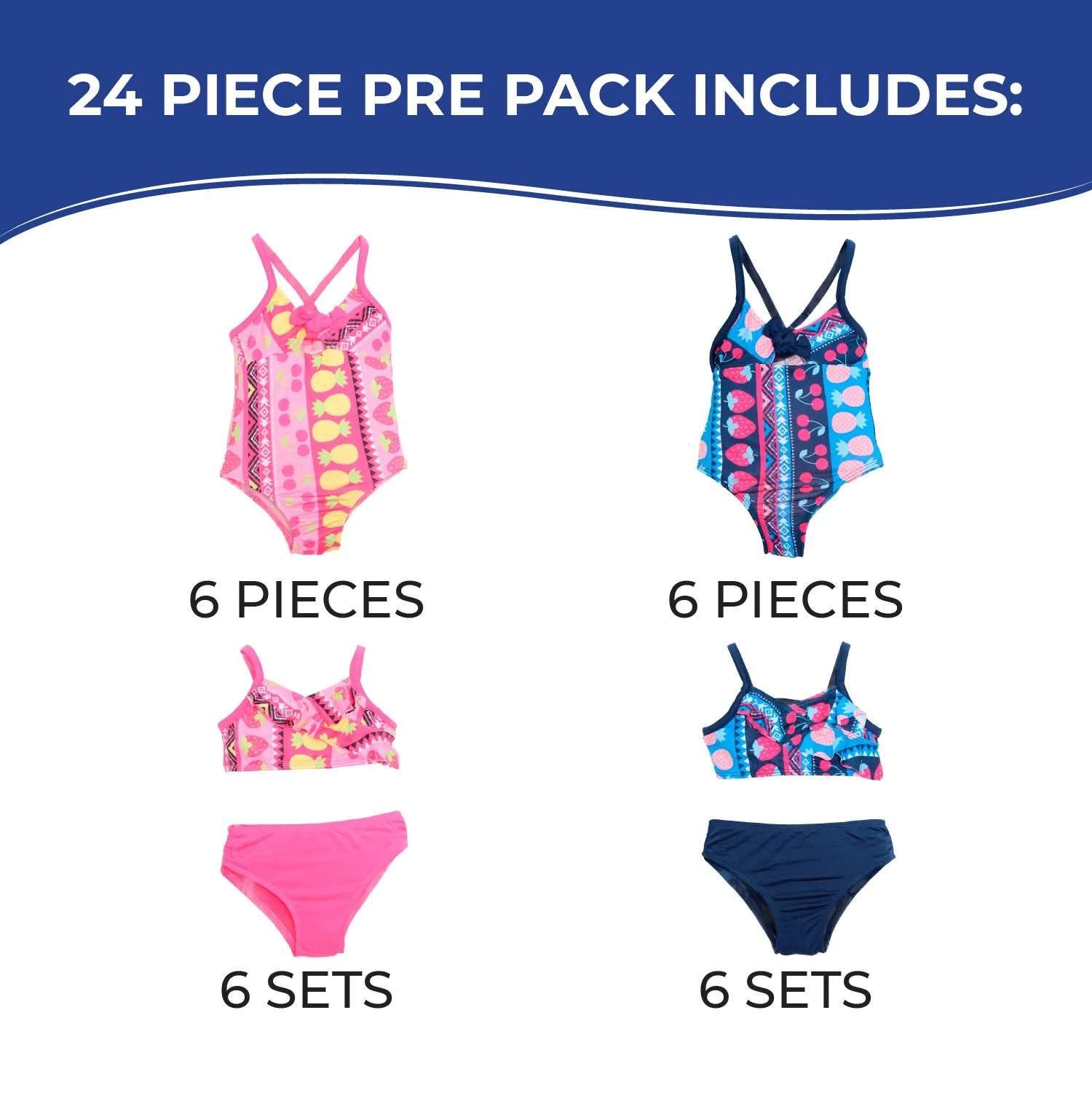 GI-PPFRU - Wholesale Infant Girl's Multi-print One-Piece and Two-Piece Swimsuit