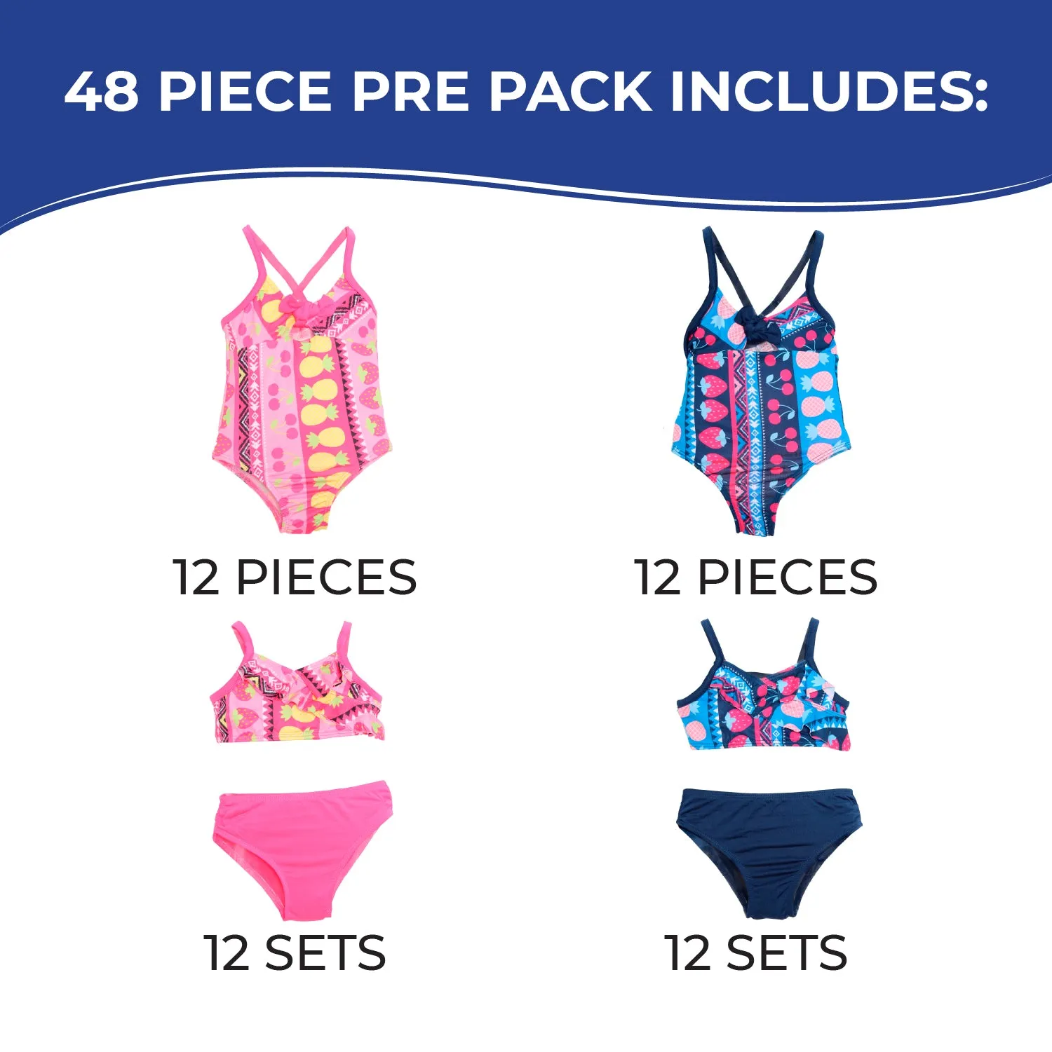 GI-PPFRU - Wholesale Infant Girl's Multi-print One-Piece and Two-Piece Swimsuit