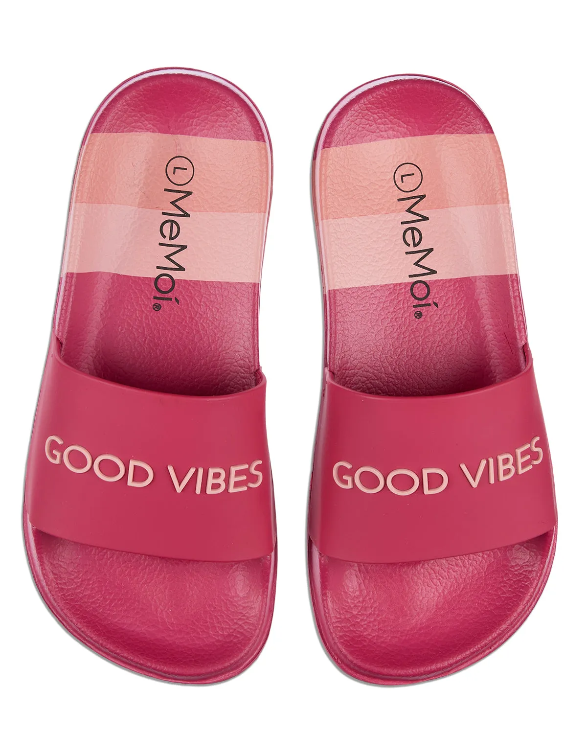 Girls Striped Super-Soft "Good Vibes" Slide Sandal