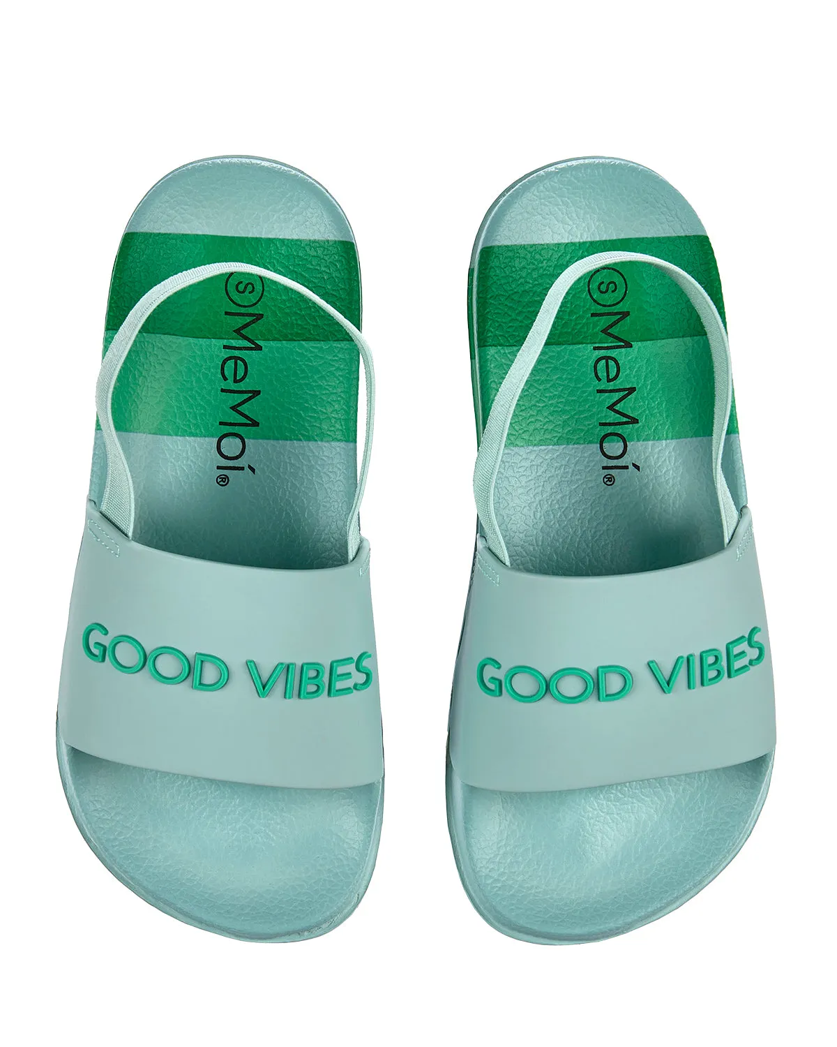 Girls Striped Super-Soft "Good Vibes" Slide Sandal