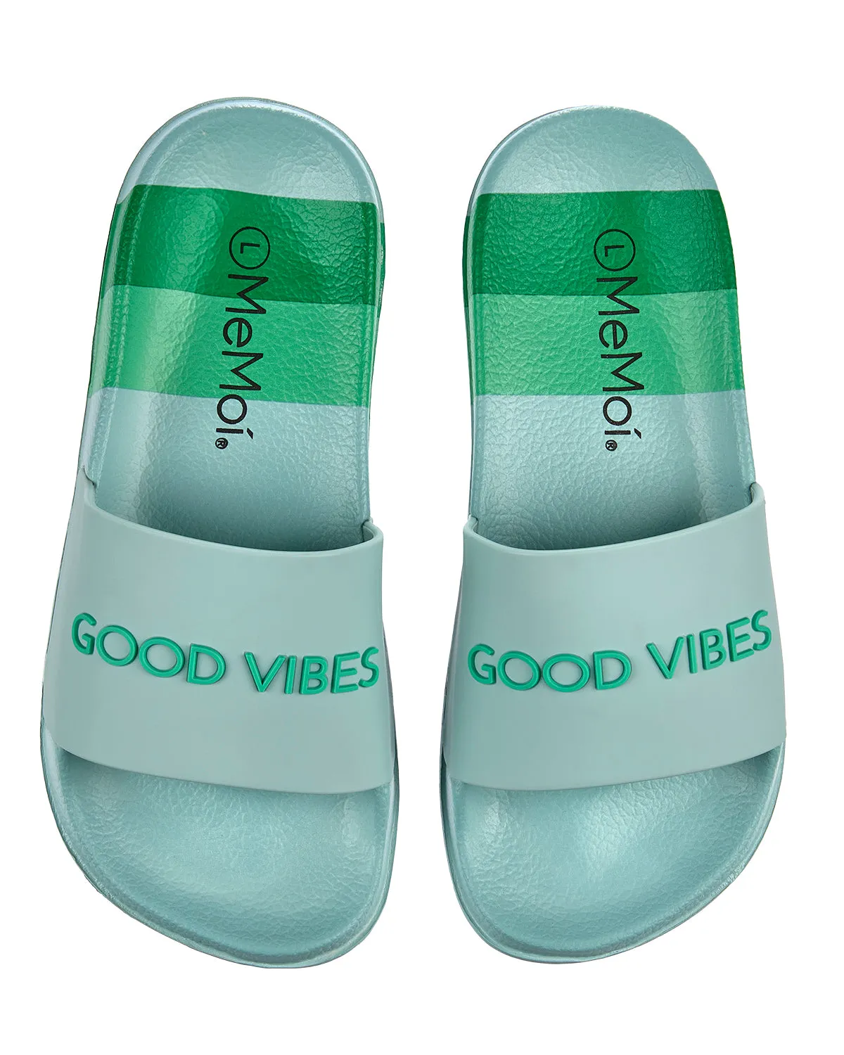 Girls Striped Super-Soft "Good Vibes" Slide Sandal