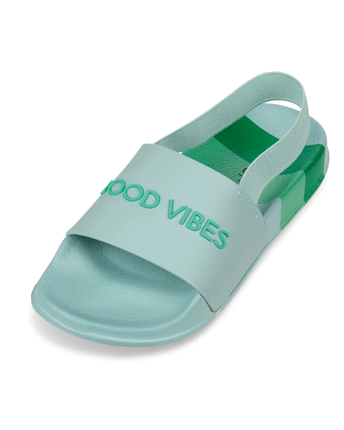 Girls Striped Super-Soft "Good Vibes" Slide Sandal