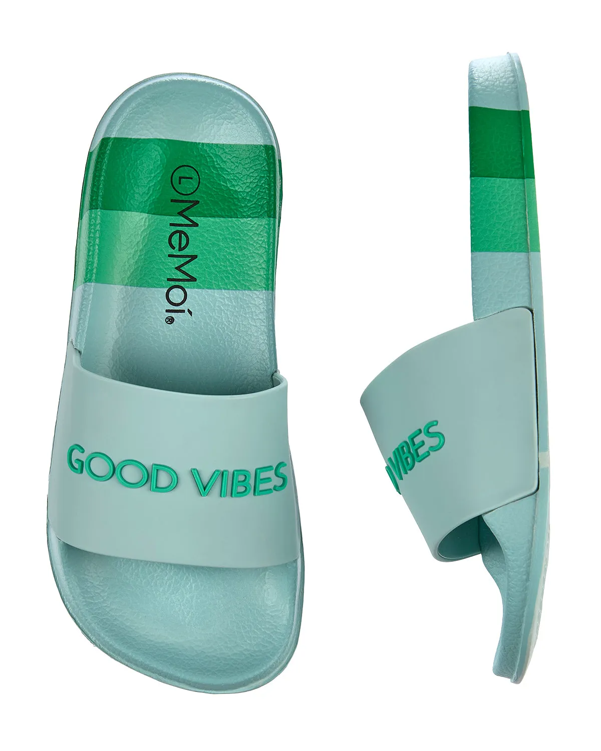 Girls Striped Super-Soft "Good Vibes" Slide Sandal