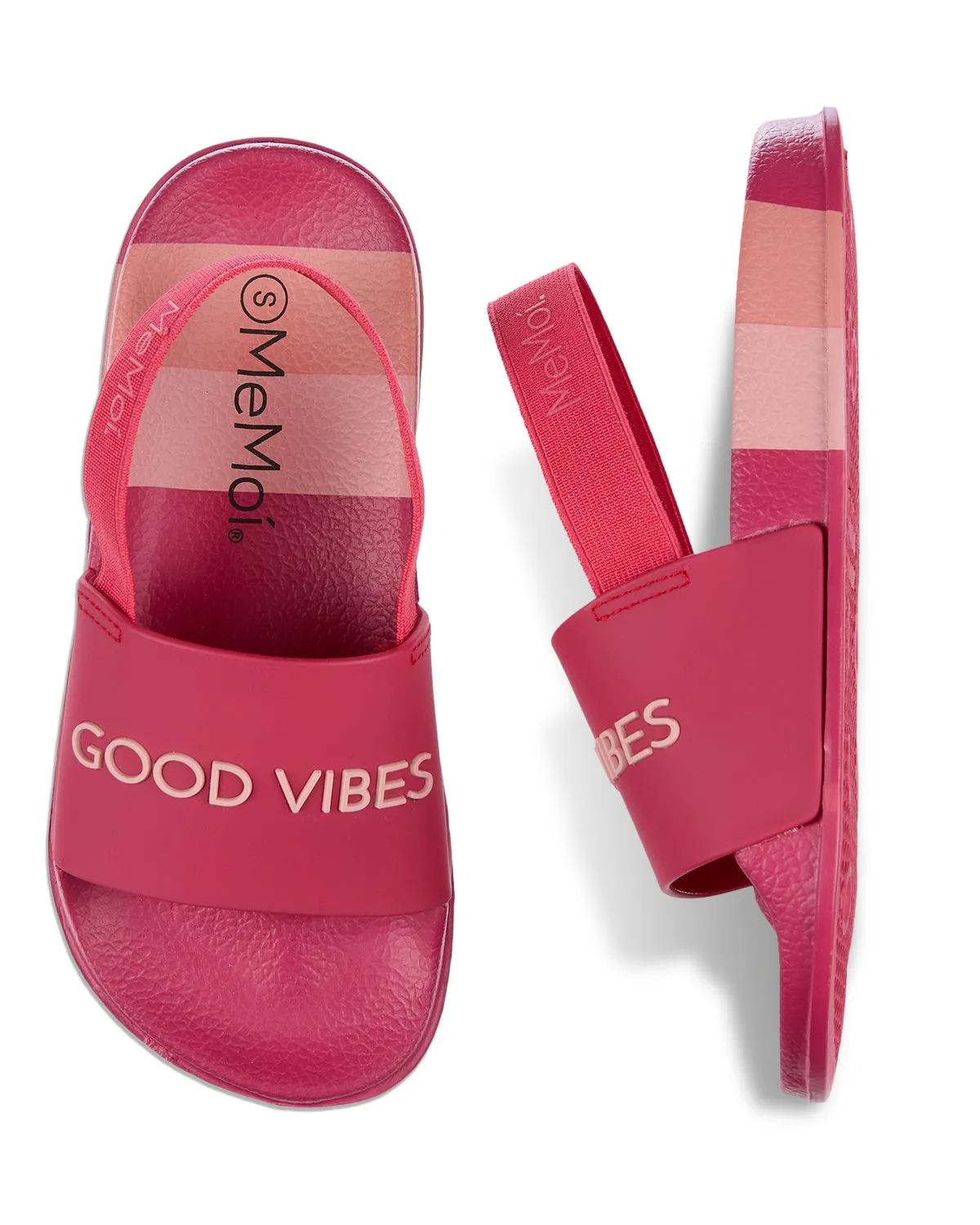 Girls Striped Super-Soft "Good Vibes" Slide Sandal