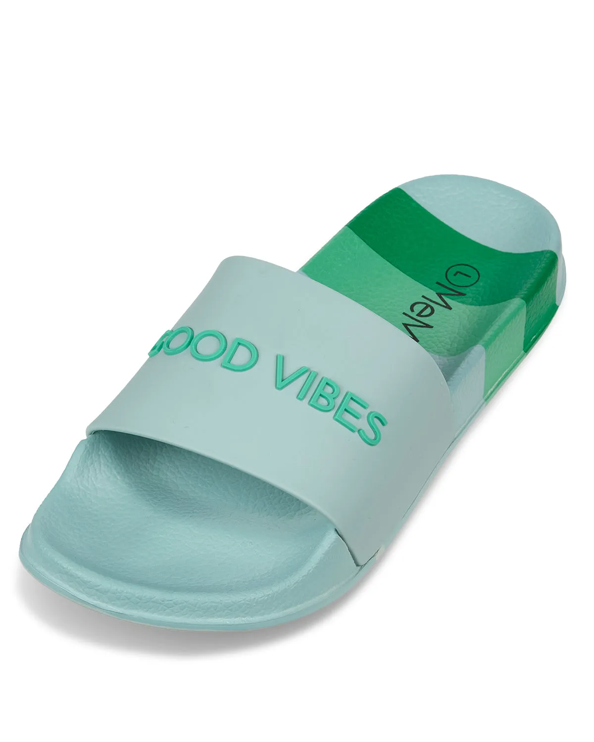 Girls Striped Super-Soft "Good Vibes" Slide Sandal