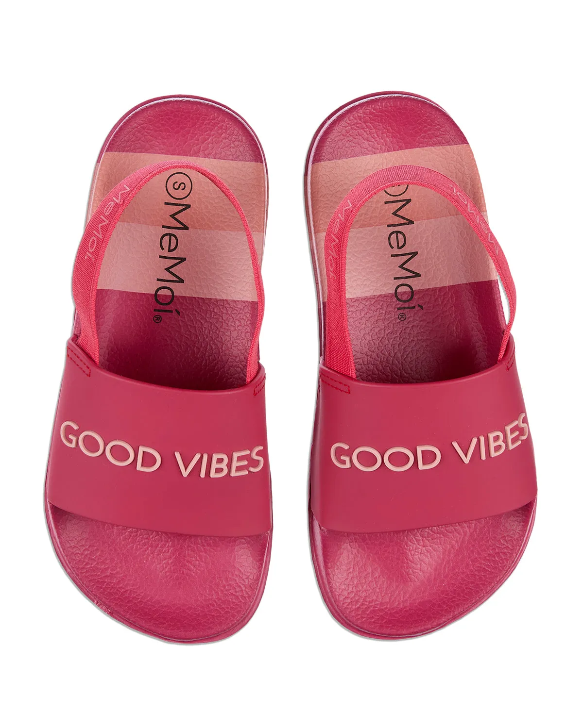 Girls Striped Super-Soft "Good Vibes" Slide Sandal