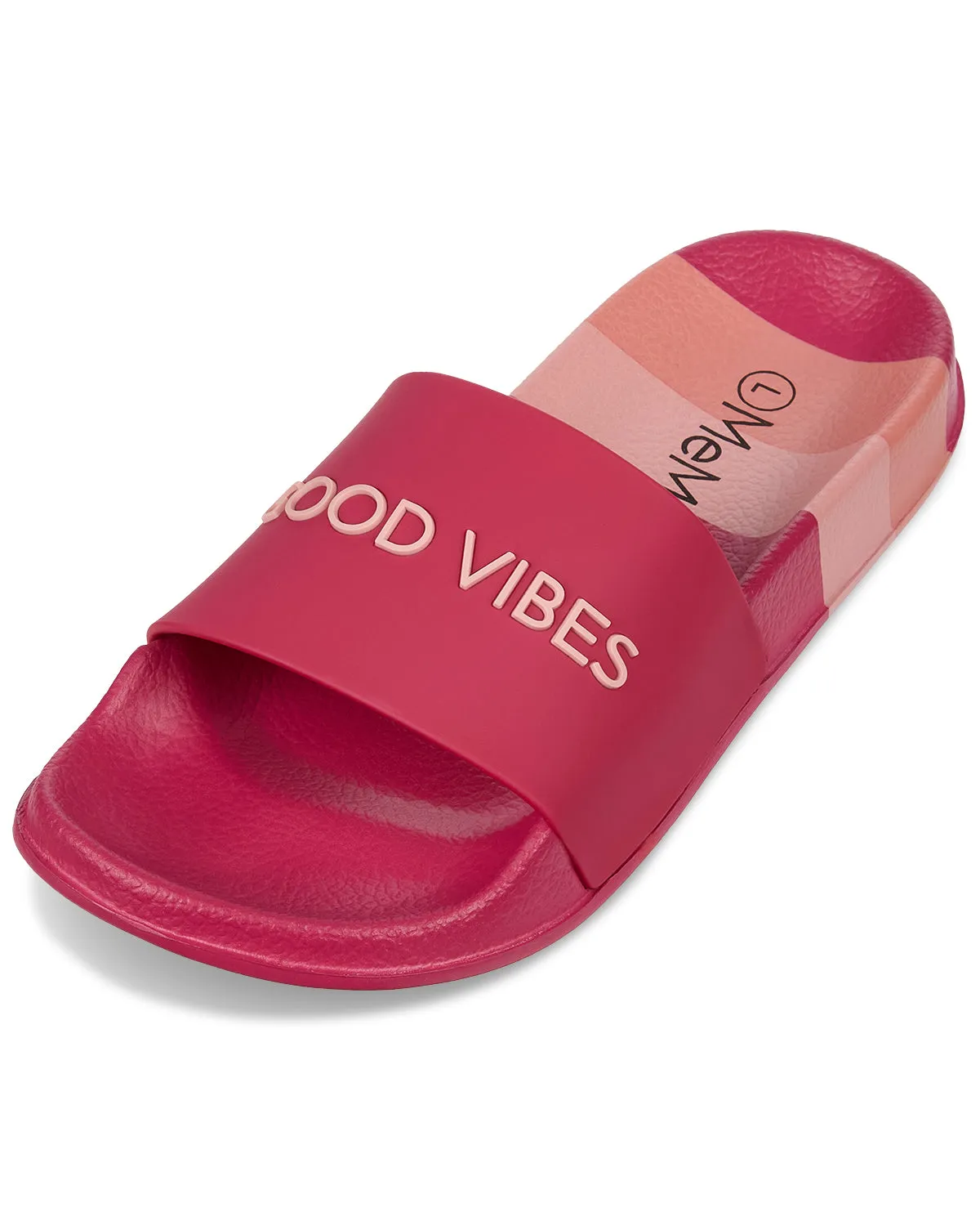 Girls Striped Super-Soft "Good Vibes" Slide Sandal